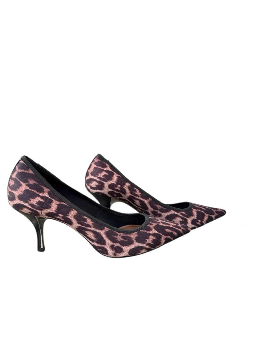 Donald J. Pliner Brown/Black Leopard-Print Pointed kitten Pumps, Size 8.5